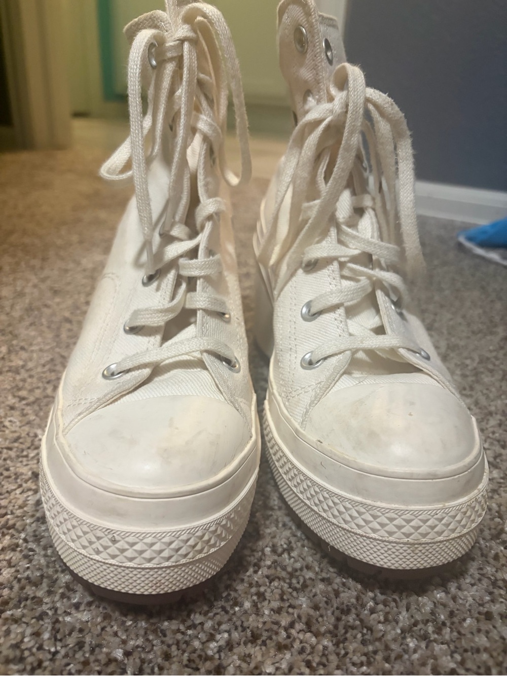Converse White Platform Lace-Up Heeled Boots - Picture 2 of 5